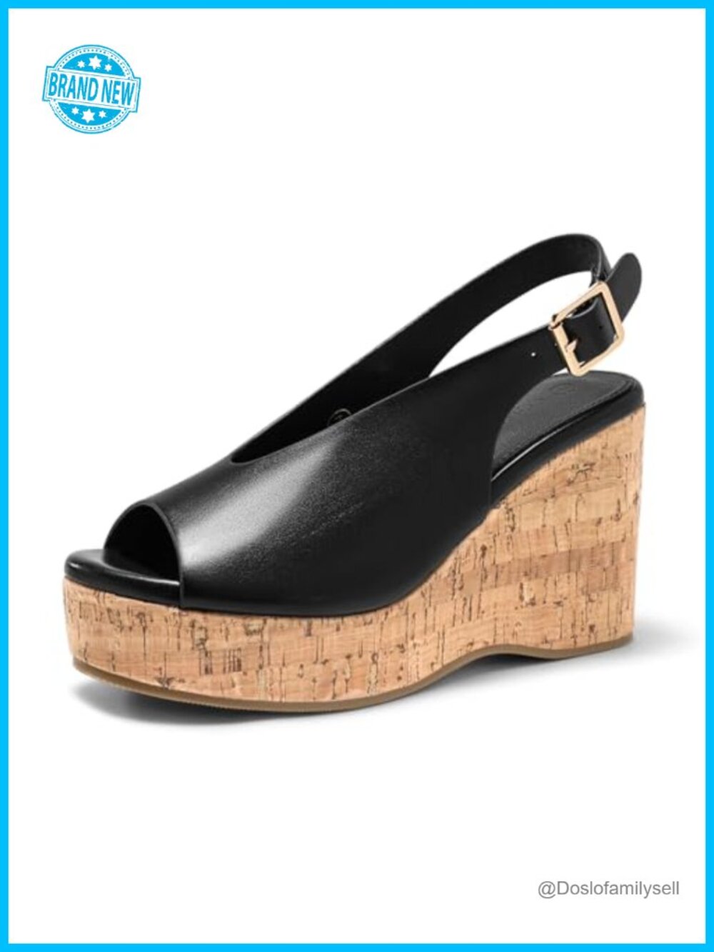 Platform Wedge Sandals Open Peep Toe Slingback Cork High Heels Summer Beach